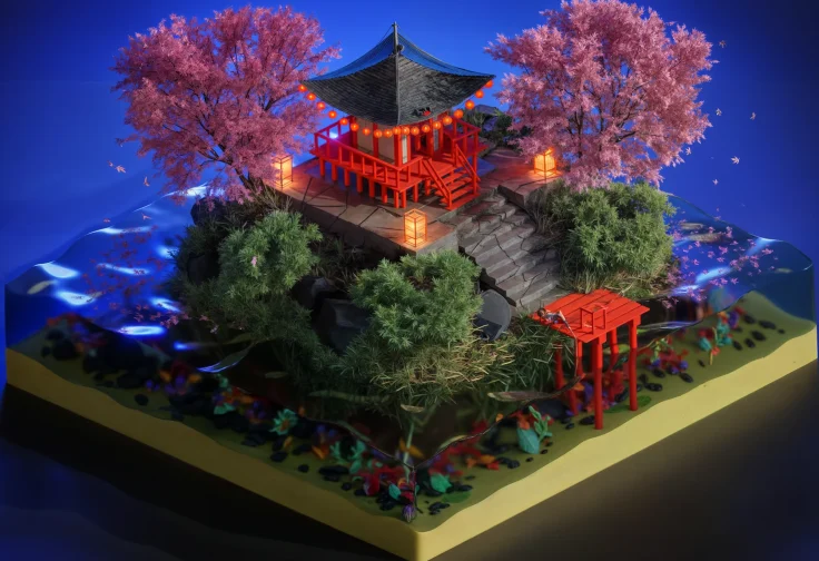 Artystyczny-projekt-Low-Poly-wizualizacja-3D Artystyczny projekt Low Poly – stylizowana wizualizacja 3D inspirowana formą i światłem